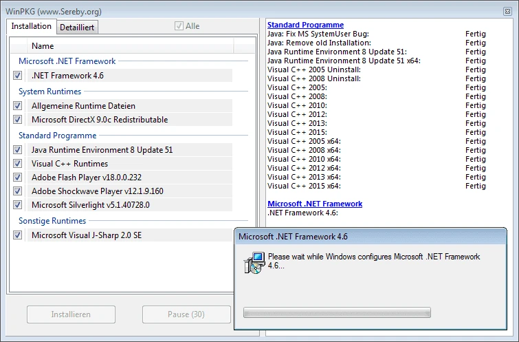 All in One Runtimes 2.5.0 Installation Interface